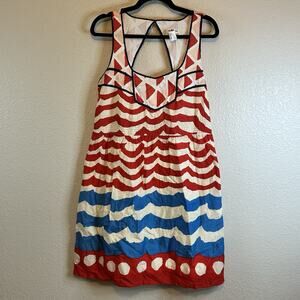 VTG Anthropologie Dress We Love Vera S High Seas Striped Pinup Nautical 4th July